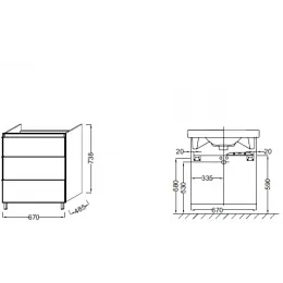 Модуль под раковину Odeon Up 67х48,5х73,8 см, квебекский дуб EB992-E10 Jacob Delafon