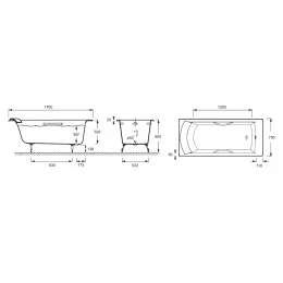 Чугунная ванна Biove 170х75 см, с отв. для ручек, антискользящее покр. E2938-00 Jacob Delafon