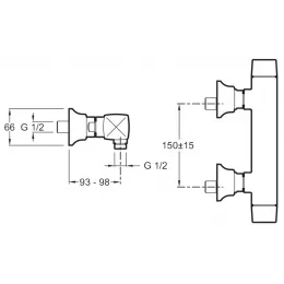 Настенный смеситель без излива Margaux без лейки, термостат E16218-9-CP Jacob Delafon
