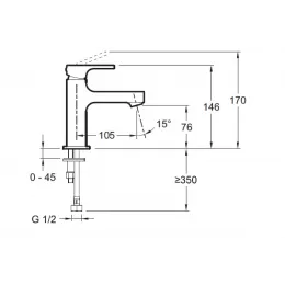 Смеситель для умывальника Strayt низкий, неповоротный излив, без донного клапана E8919-CP Jacob Delafon