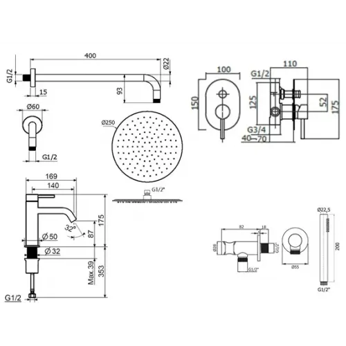 Комплект для душа Plumberia Selection IXO KITXO15CR53