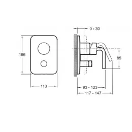 Лицевая часть встраиваемого смесителя Purist 2 функции E98721-CP Jacob Delafon