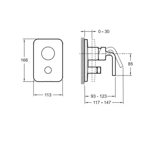 Лицевая часть встраиваемого смесителя Purist 2 функции E98721-CP Jacob Delafon