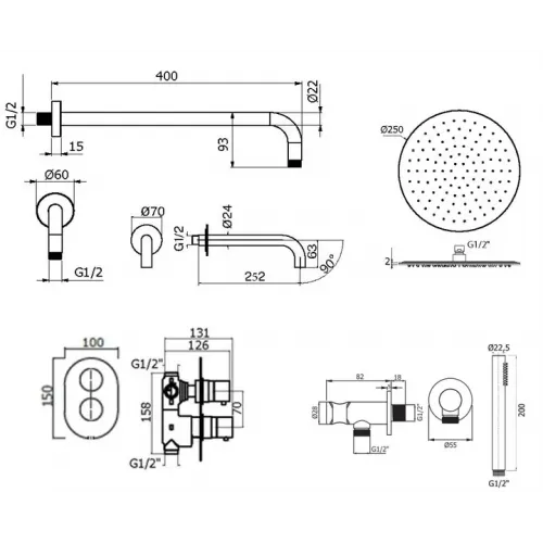 Комплект для ванны Plumberia Selection IXO KITXOT19BO260