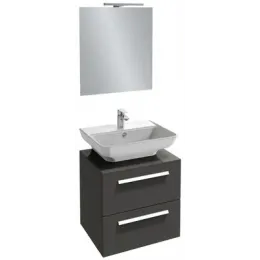 Комплект мебели для ванной Spherik 60 см, ореховое дерево, 2 выдвижных ящика, 1 отверстие под смеситель, с подсветкой, подвесной монтаж, с подсветкой EB1080-NF+EGD111-Z-00+EB1385-E16 Jacob Delafon