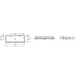 Накладная раковина Vox 120х45х13,5 см, слева и справа, отверстие перелива в передней части, с заглушкой перелива, санфарфор, с отв. под смеситель EVA122-00 Jacob Delafon