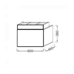 Модуль под раковину Terrace 60х48х38 см, белый блестящий, верхний ящик из цельного дерева, система push-to-open EB1185-G1C Jacob Delafon