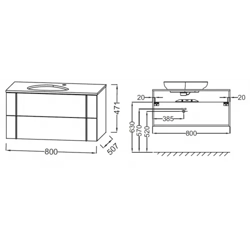 Модуль под раковину Nouvelle Vague 80х51х47 см, аквамарин матовый, 2 выдвижных ящика EB3039-M43 Jacob Delafon