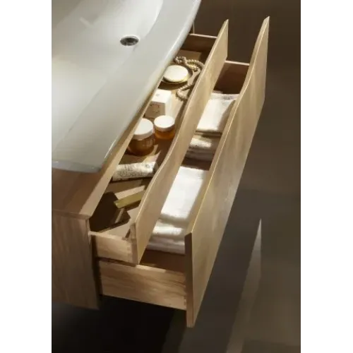 Комплект мебели для ванной Stillness 120 см, натуральный дуб, установка раковины по центру, подвесной монтаж, с подсветкой E1292-00+EB2008-NF+EB2000-P6 Jacob Delafon