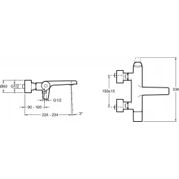Настенный смеситель Avid полированный, неповоротный излив, с выходом на душ (без лейки), никель E97369-BN Jacob Delafon