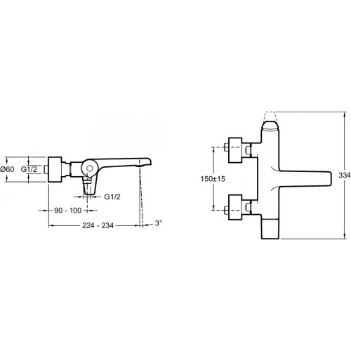Настенный смеситель Avid полированный, неповоротный излив, с выходом на душ (без лейки), никель E97369-BN Jacob Delafon