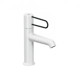 Смеситель для умывальника Odeon Rive Gauche ручка черная, неповоротный излив, белый цвет, с донным клапаном E21028-BL-00 Jacob Delafon