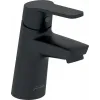 Смеситель для умывальника Aimé матовый, с антиизвестковым покрытием, неповоротный излив, чёрный цвет, с донным клапаном E29869-BL Jacob Delafon