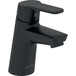 Смеситель для умывальника Aimé матовый, с антиизвестковым покрытием, неповоротный излив, чёрный цвет, с донным клапаном E29869-BL Jacob Delafon