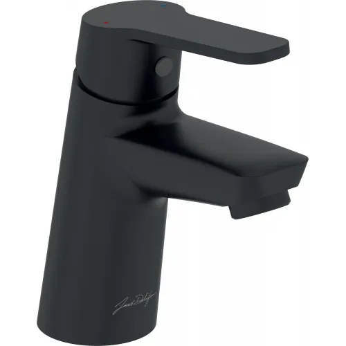 Смеситель для умывальника Aimé матовый, с антиизвестковым покрытием, неповоротный излив, чёрный цвет, с донным клапаном E29869-BL Jacob Delafon