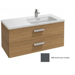 Модуль под раковину Vox 100х46х45,2 см, 2 ящика, серый антрацит глянцевый, изогнутые ручки, раковина справа EB2076-R1-442 Jacob Delafon