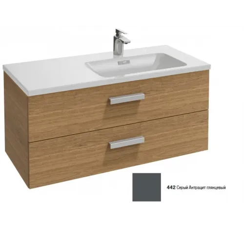 Модуль под раковину Vox 100х46х45,2 см, 2 ящика, серый антрацит глянцевый, изогнутые ручки, раковина справа EB2076-R1-442 Jacob Delafon