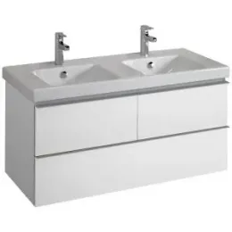 Модуль с раковиной Odeon Up 120 см, белый блестящий, 3 выдвижных ящика, двойная, с 2-мя отверстиями под смеситель, подвесной монтаж E4730-00+EB892-G1C Jacob Delafon