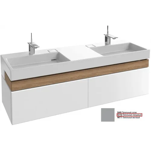 Модуль под раковину Terrace 150х48х38 см, пепельный глянцевый, верхний ящик из цельного дерева, система push-to-open EB1189-G1G Jacob Delafon