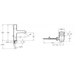 Смеситель для умывальника Edgar неповоротный излив, с донным клапаном E29845-CP Jacob Delafon