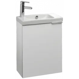 Комплект мебели для ванной Odeon Up 50 см, блестящий белый, реверсивная дверца, внутренний ящик, подвесной монтаж E4701-00+EB1081-NF+EB863-N18 Jacob Delafon