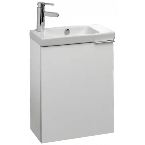 Комплект мебели для ванной Odeon Up 50 см, блестящий белый, реверсивная дверца, внутренний ящик, подвесной монтаж E4701-00+EB1081-NF+EB863-N18 Jacob Delafon