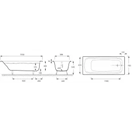 Чугунная ванна Diapason 170х75 см, без отверстий для ручек, без антискользящего E2937-S-00 Jacob Delafon
