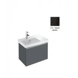 Модуль с раковиной Odeon Up 65 см, черное дерево, 1 выдвижной ящик, механизм плавное закрывание, подвесной монтаж, система push-to-open E4757G-00+EB886-E15 Jacob Delafon