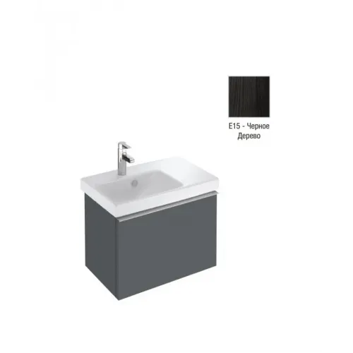 Модуль с раковиной Odeon Up 65 см, черное дерево, 1 выдвижной ящик, механизм плавное закрывание, подвесной монтаж, система push-to-open E4757G-00+EB886-E15 Jacob Delafon