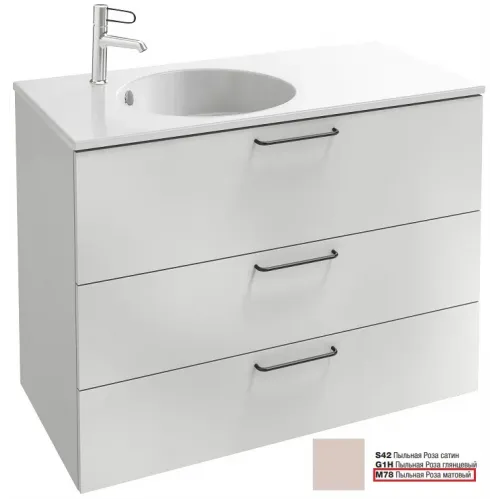 Модуль под раковину Odeon Rive Gauche 100х50,8х73,9 см, 3 ящика, черные ручки, пыльная роза матовый EB2534-R9-M78 Jacob Delafon