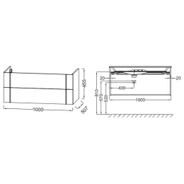 Модуль под раковину Nouvelle Vague 100х50,7х45,5 см, белый блестящий EB3032-N18 Jacob Delafon