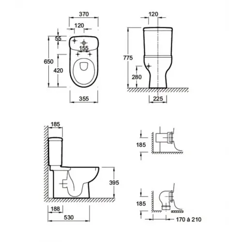 Бачок унитаза Panache нижняя подводка E1368-00 Jacob Delafon
