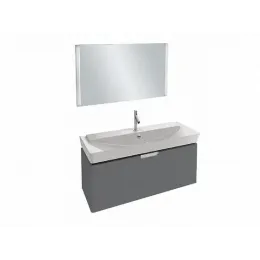 Комплект мебели для ванной Reve 120 см, серый антрацит блестящий лак, 2 выдвижных ящика, с 1 отверстием под смеситель, с подсветкой, подвесной монтаж E4800-00+EB577-NF+EB1137-442 Jacob Delafon