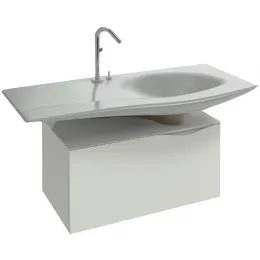 Модуль с раковиной Stillness 120 см, выдвижной ящик, плавное закрытие, полупьедестал, встроенные ручки, белый, подвесной монтаж E1292-00+EB2003-HU Jacob Delafon