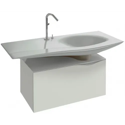 Модуль с раковиной Stillness 120 см, выдвижной ящик, плавное закрытие, полупьедестал, встроенные ручки, белый, подвесной монтаж E1292-00+EB2003-HU Jacob Delafon