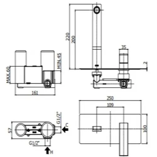 Смеситель для раковины Paffoni Elle EL105CR70