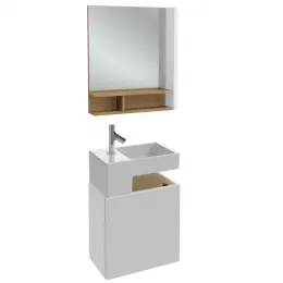 Комплект мебели для ванной Terrace 50 см, блестящий белый, с подсветкой, подвесной монтаж EB1180D-NF+EGA012-00+EB1178-G1C Jacob Delafon