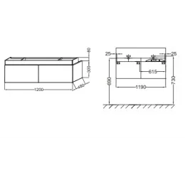 Модуль под раковину Terrace 120х48х38 см, сливовый блестящий, верхний ящик из цельного дерева, система push-to-open EB1188-F26 Jacob Delafon