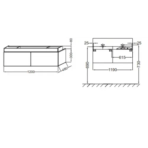 Модуль под раковину Terrace 120х48х38 см, сливовый блестящий, верхний ящик из цельного дерева, система push-to-open EB1188-F26 Jacob Delafon