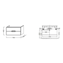 Модуль под раковину Reve 79х38х44,5 см, оливковый блестящий, 2 выдвижных ящика EB1135-G95 Jacob Delafon