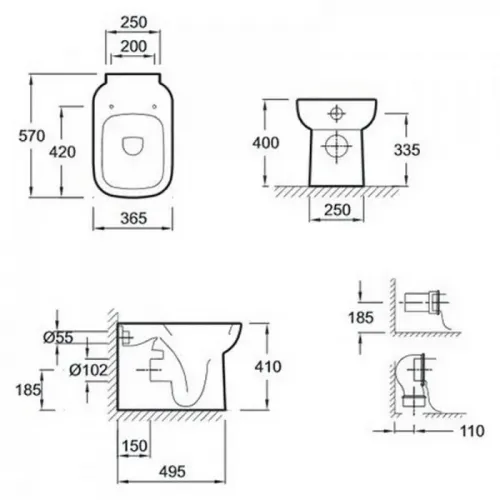 Приставной унитаз Replay 36,5х57 см, без сиденья E4776-00 Jacob Delafon
