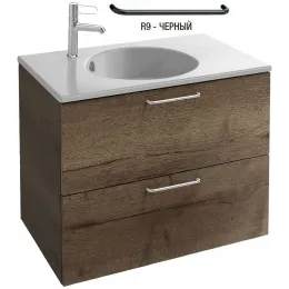 Модуль под раковину Odeon Rive Gauche 70х50,8х56,8 см, 2 ящика, ручки черные, дуб табак EB2521-R9-E52 Jacob Delafon