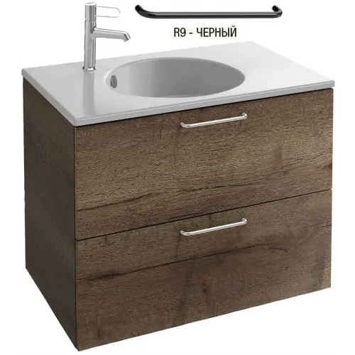 Модуль под раковину Odeon Rive Gauche 70х50,8х56,8 см, 2 ящика, ручки черные, дуб табак EB2521-R9-E52 Jacob Delafon