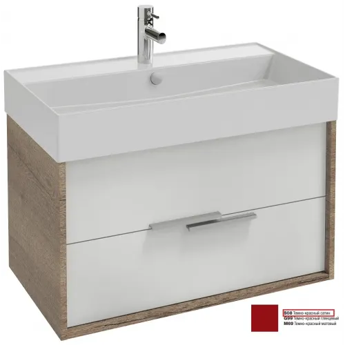 Модуль под раковину Vivienne 79,9х45,2х45,2 см, фасад темнокрасный сатин, корпус дуб табак EB1507-E52-S08 Jacob Delafon