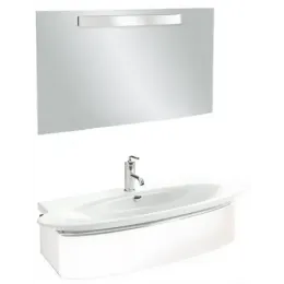 Комплект мебели для ванной Presqu'ile 130 см, белый блестящий, с 1 выдвижным ящиком, 1 отверстие под смеситель, с подсветкой, подвесной монтаж E4435-00+EB1101-G1C+EB1110-NF Jacob Delafon