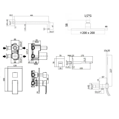 Комплект для душа PAFFONI Elle KITEL019CR120