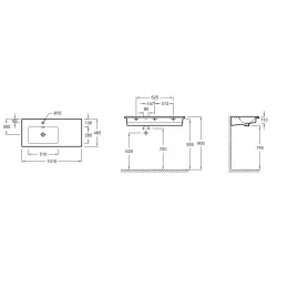Подвесная раковина Vox 100х46х11 см, левая, столешница справа, одно отверстие для смесителя, санфарфор EXAC112-00 Jacob Delafon