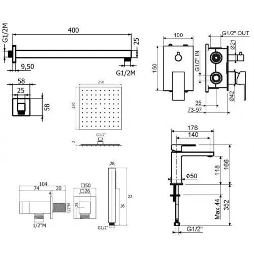 Комплект для душа Plumberia Selection TAG KITTG18NO53