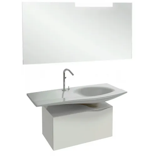 Комплект мебели для ванной Stillness 120 см, натуральный дуб, с отверстием для ручки донного клапана, с подсветкой, подвесной монтаж E1292-00+EB2007-NF+EB2002-P6 Jacob Delafon