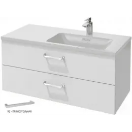 Модуль под раковину Vox 100х46х45,2 см, прямоугольная ручка, белый блестящий, для правосторонней раковины, 2 выдвижных ящика EB2076-R2-G1C Jacob Delafon